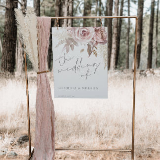 Gorgeous Blush Floral Large Wedding Poster Sign