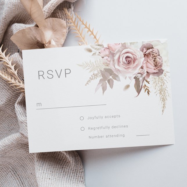 Gorgeous Blush Floral Modern Wedding  RSVP Card (Creator Uploaded)