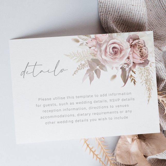 Gorgeous Blush Floral Wedding Details Enclosure Card (Creator Uploaded)
