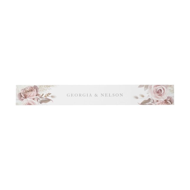 Gorgeous Blush Floral Wedding Invitation Belly Band (Flat)