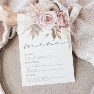 Gorgeous Blush Floral Wedding Menu