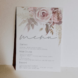 Gorgeous Blush Floral Wedding Menu Digital Invitation