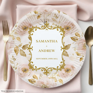 Gorgeous Blush Gold Wedding Paper Plates