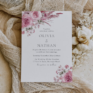 Gorgeous Blush Pink Boho Foral Wedding Invitation