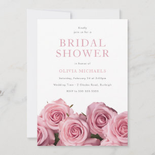 Gorgeous Blush Pink Roses Romantic Bridal Shower Invitation