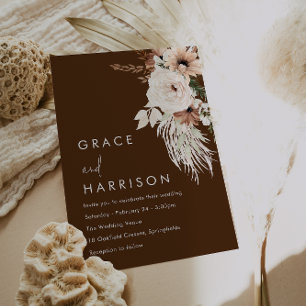 Gorgeous Bohemian Floral Fall & Summer Wedding Invitation