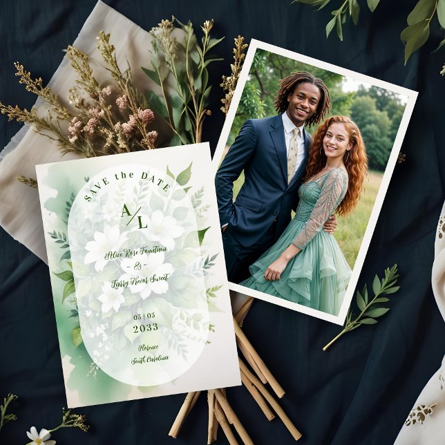 Gorgeous Boho Translucent Oval Exuberant Greenery Save The Date (Gorgeous Boho Translucent Oval Overlay Exuberant Greenery Wedding Photo Save the Dates Cards.)