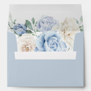 Gorgeous Botanical White & Blue Floral Wedding Envelope