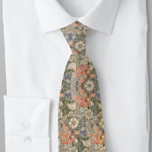 Gorgeous Botanticals Floral Grey Orange Olive Tie
