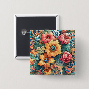 Gorgeous Bouquet of Flowers 15 Cm Square Badge