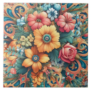 Gorgeous Bouquet of Flowers Ceramic Tile