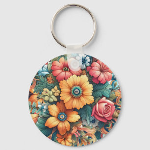 Gorgeous Bouquet of Flowers Key Ring