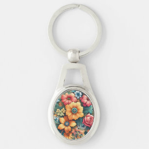 Gorgeous Bouquet of Flowers Key Ring