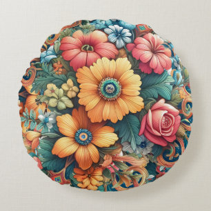 Gorgeous Bouquet of Flowers Round Cushion