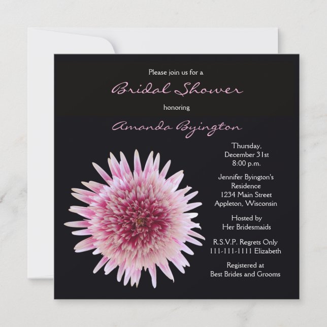Gorgeous Bridal Shower Invitation - Gerbera (Front)