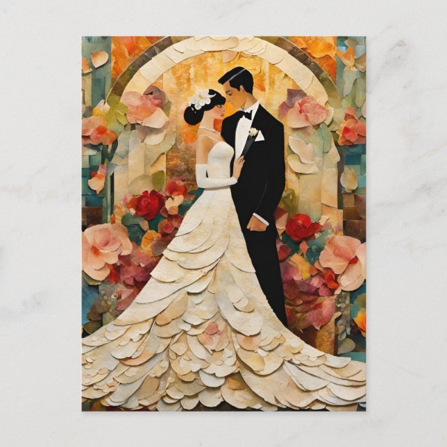 Gorgeous Bride and Groom Collage Postcard (Front)