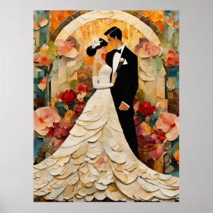 Gorgeous Bride and Groom Collage Poster