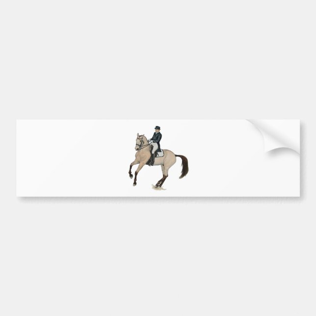 Gorgeous Buckskin Dressage Horse Art Bumper Sticker (Front)