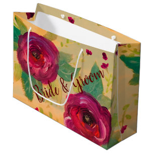 Gorgeous Burgundy Rose Designer Large Gift Bag