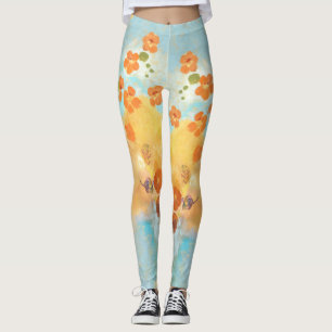 Gorgeous California Orange Poppies Fields Leggings