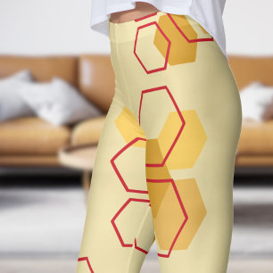 Gorgeous Champagne White Honeycomb Pattern Leggings