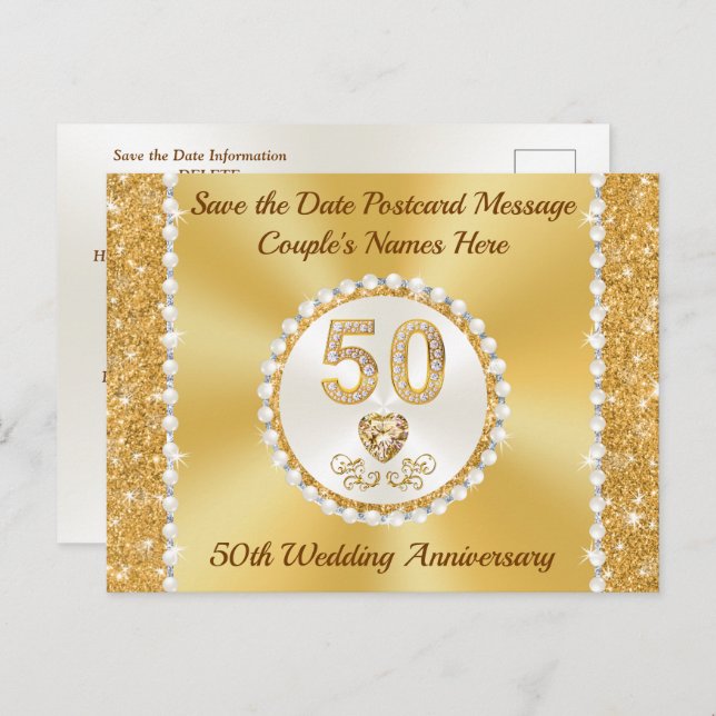 Gorgeous Cheap, 50th Anniversary Save the Date, Postcard (Front/Back)