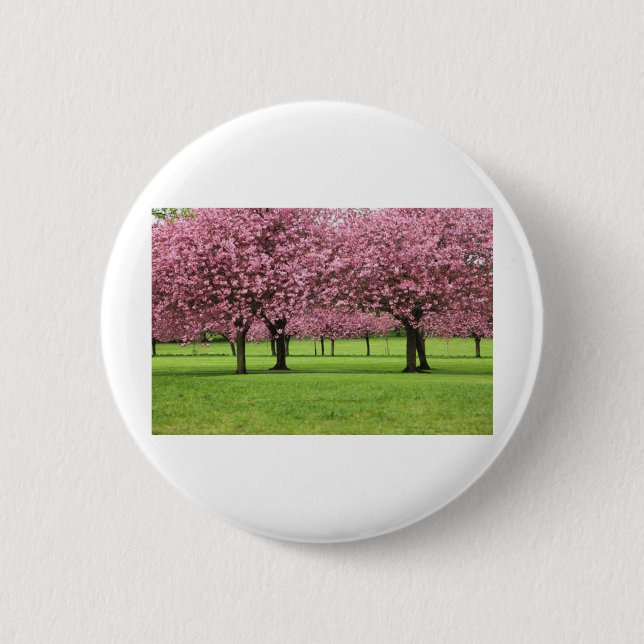 GORGEOUS CHERRY FLORAL 6 CM ROUND BADGE (Front)
