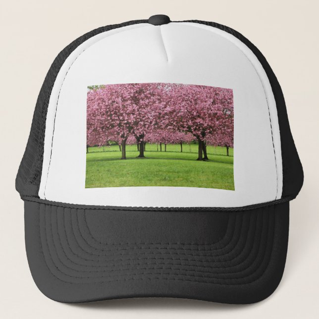 GORGEOUS CHERRY FLORAL TRUCKER HAT (Front)