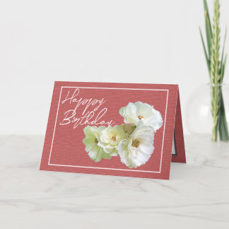 Gorgeous Chic White Rose Floral Bouquet Birthday  Card