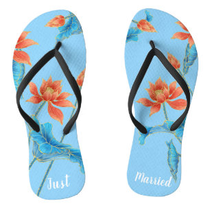 Gorgeous Chinoiserie Orange & Blue Wedding  Thongs