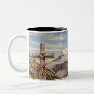 Gorgeous Christian Cross on Mountain Ecclesiastes Two-Tone Coffee Mug
