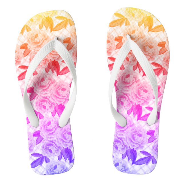 Gorgeous coloured roses flip flops (Footbed)