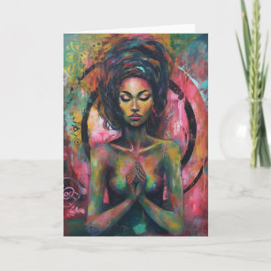 Gorgeous Colourful Praying Woman Card