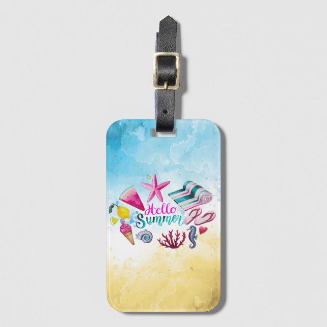 Gorgeous Cool Hello Summer  Luggage Tag (Front Vertical)