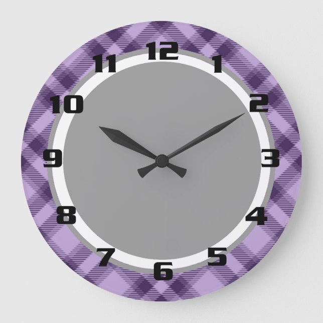 Gorgeous Country Chic Purple Patten Large Clock (Front)