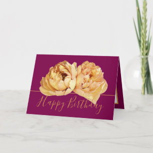 Gorgeous Cream Peony Chic Floral Bouquet Birthday Card