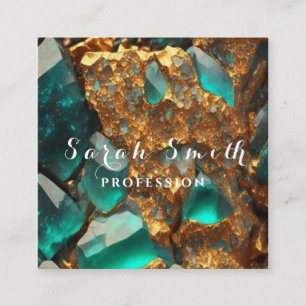 Gorgeous Crystals and Minerals Emerald-Green Square Business Card