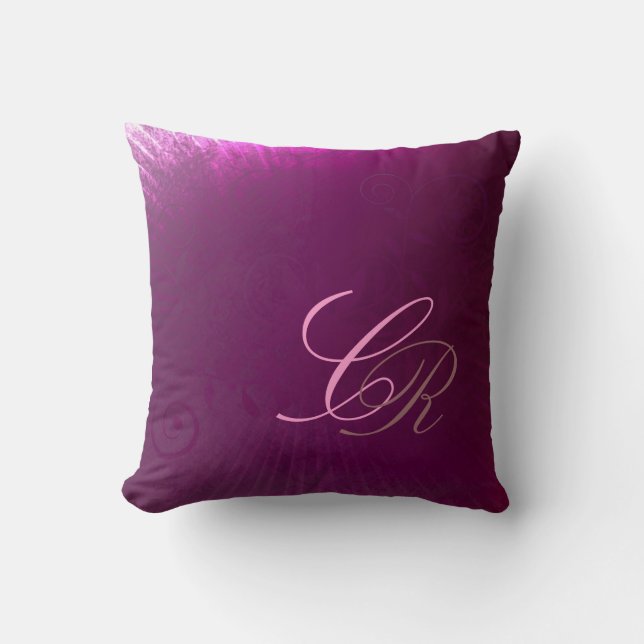 Gorgeous Curly Monogram Purple Pillow Template (Front)
