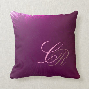 Gorgeous Curly Monogram Purple Pillow Template