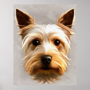 Gorgeous Cute Yorkshire Terrier Puppy Floating  Poster