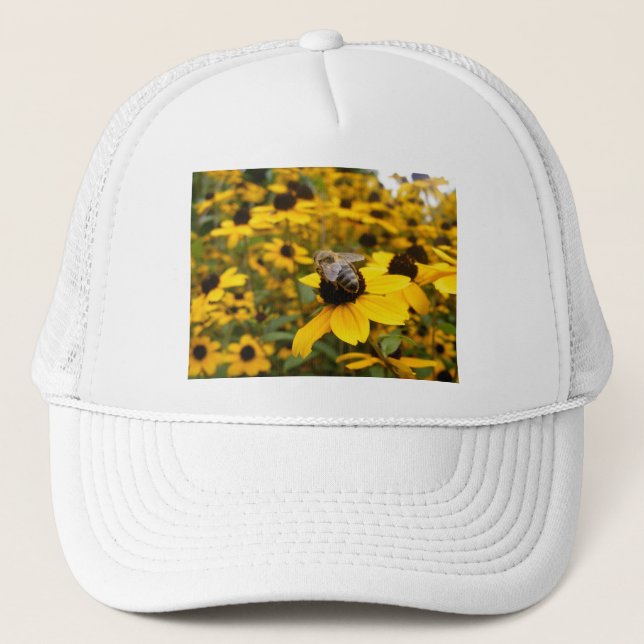 GORGEOUS DAISY FIELDS & HONEY BEE TRUCKER HAT (Front)