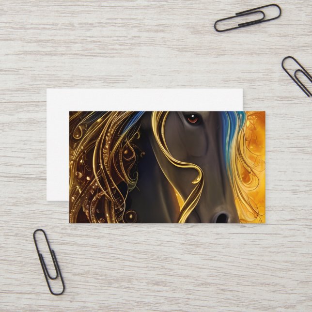 Gorgeous Dark Horse Triptych Business Card (Front/Back In Situ)