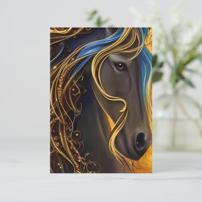 Gorgeous Dark Horse Triptych Thank You Card (Standing Front)