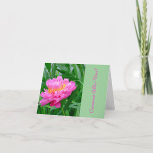 GORGEOUS DEEP PINK PEONY, "COMMENT ALLEZ-VOUS?" CARD
