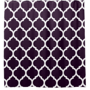 Gorgeous Deep Purple Moroccan Quatrefoil Pattern Shower Curtain