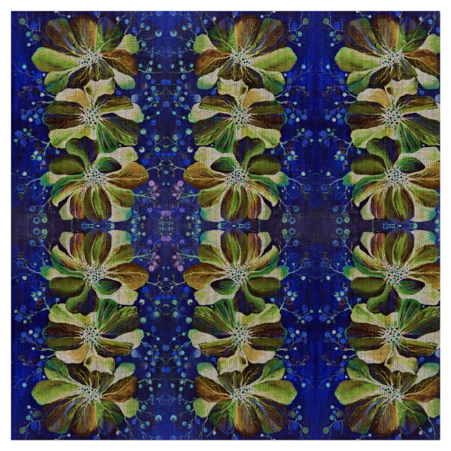 Gorgeous Delphinium  Flowers Hand-Painted Pattern Fabric (Swatch)