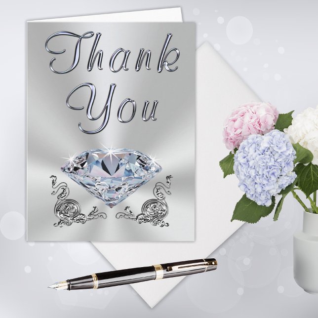 Gorgeous Diamond Anniversary Thank You Notes Cards (Wedding, Birthday or Anniversary Thank You Cards. )