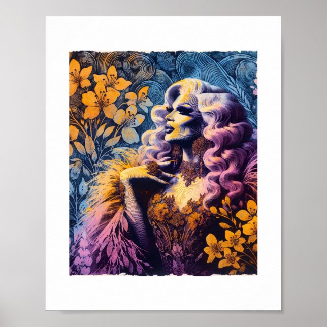 Gorgeous Drag Queen in Flowers Poster (Front)