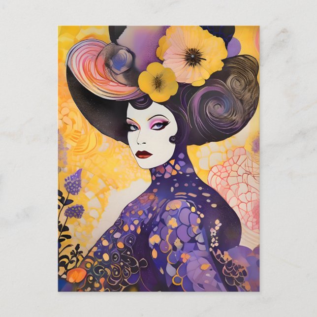 Gorgeous Drag Queen Klimt Style Postcard (Front)