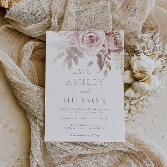 Gorgeous Dusty Rose & Blush Wedding  Invitation (Creator Uploaded)